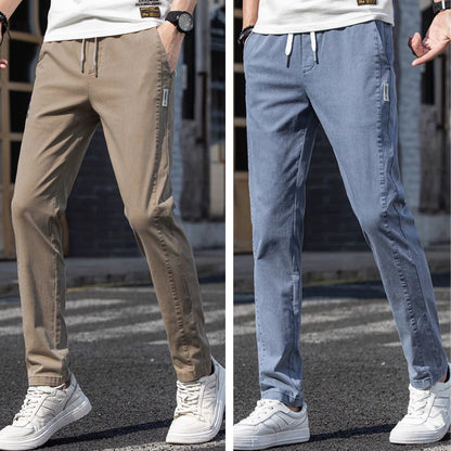 Silky Straight-Leg Faux Denim Trousers