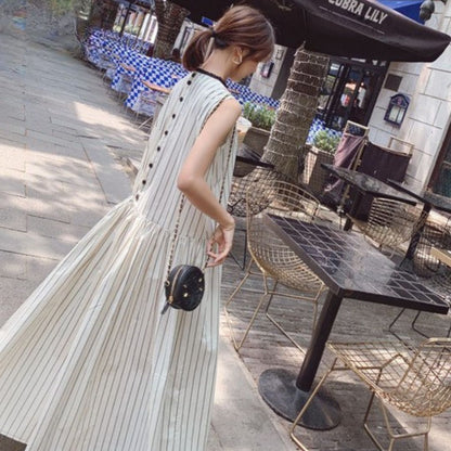 French Style Striped Bow Dress