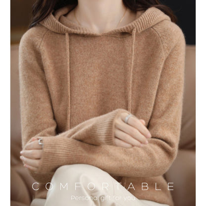 Wool Knit Hooded Top