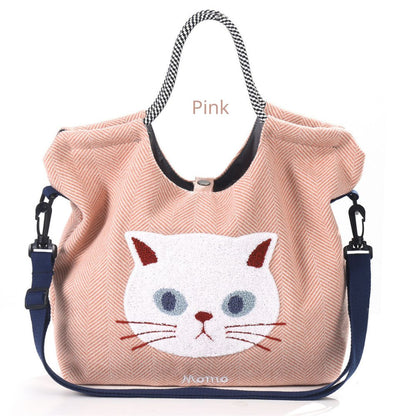 Japanese Cat-Themed Large Capacity Shoulder Bag