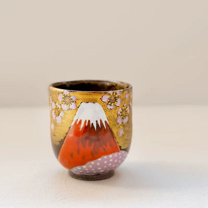 九谷焼 金 富士山 ペアカップ