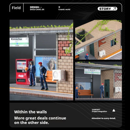 1:64 日本の路面電車駅のシーンボックス