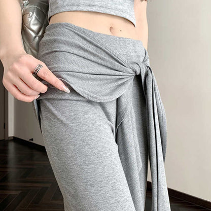 フェイクツーピースタイウエストフレアパンツ