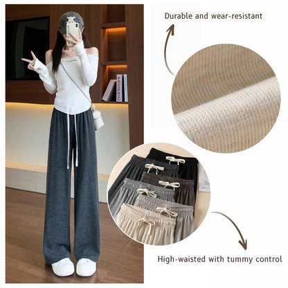High-Waisted Loose Straight-Leg Casual Pants for Fall
