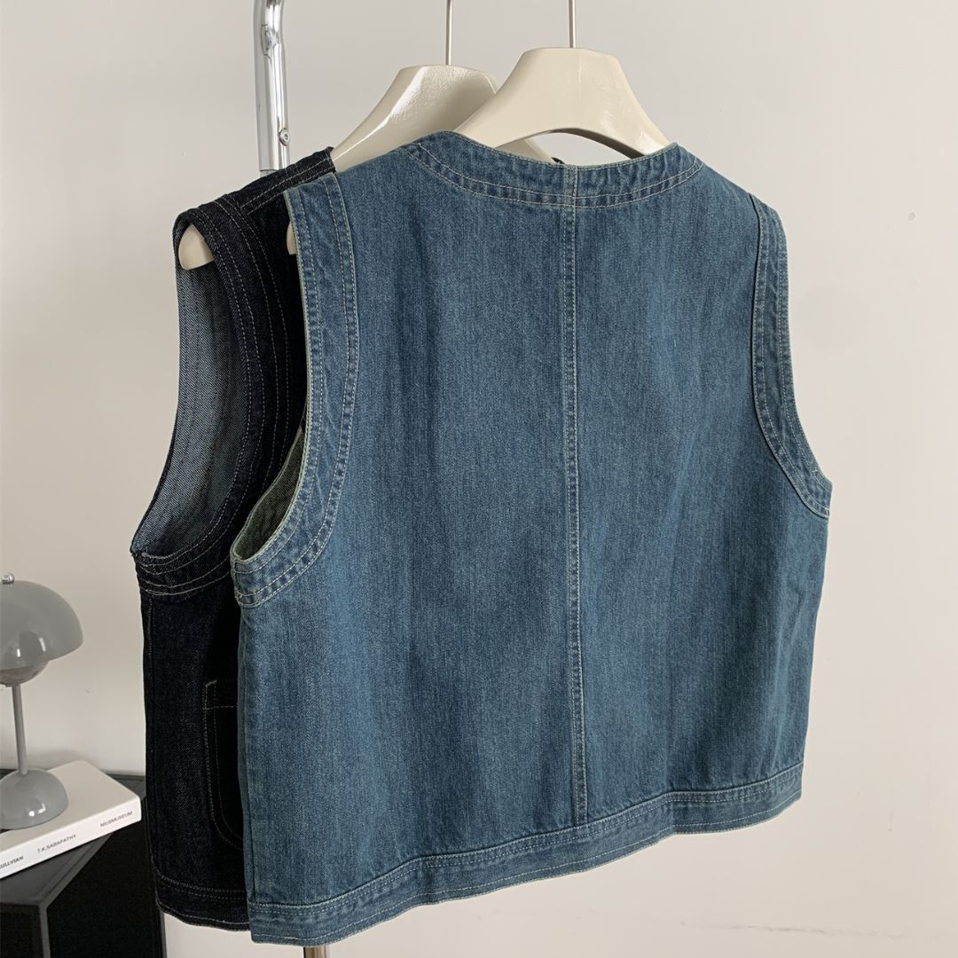 Women's Denim V-Neck Sleeveless Top