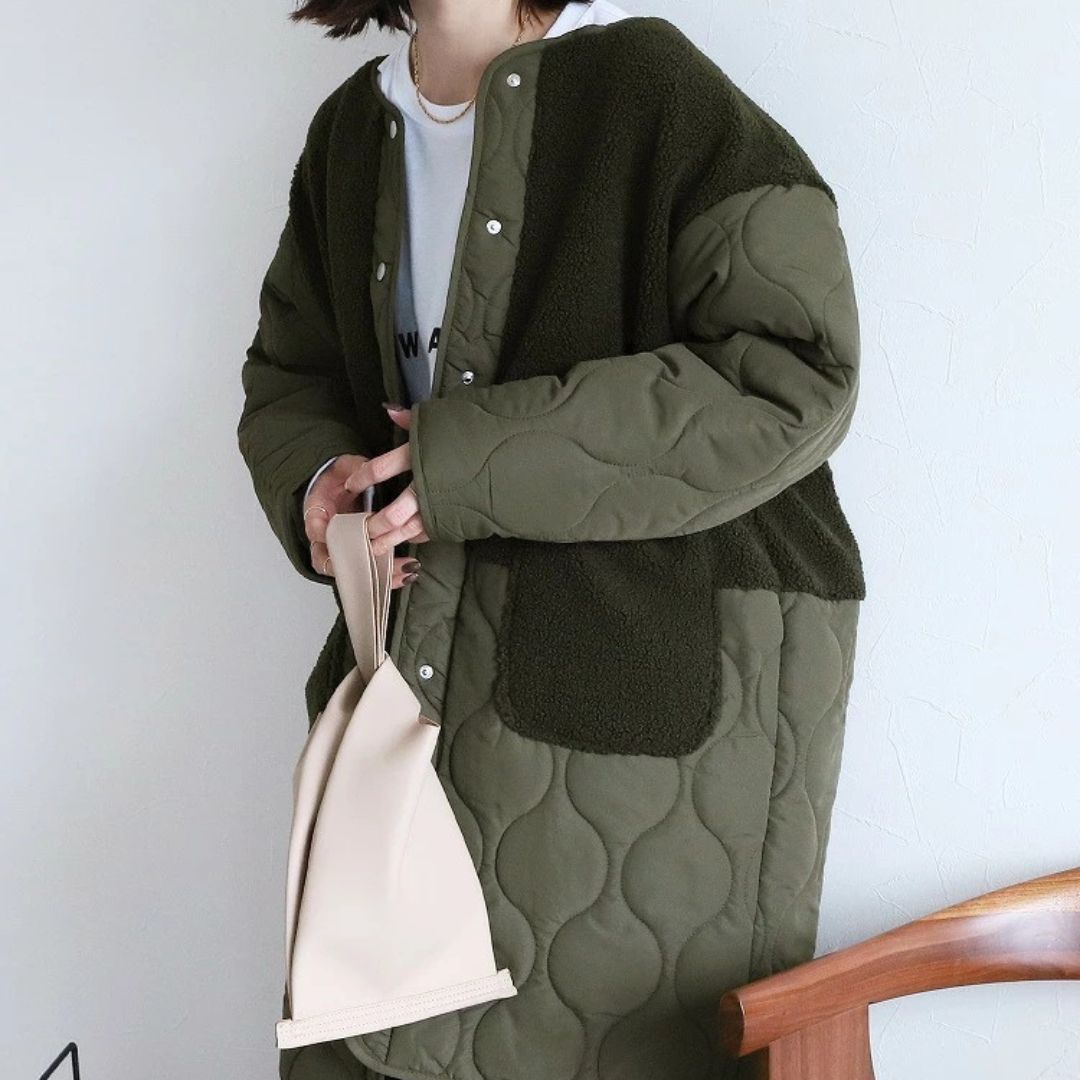 Japanese-Style Cotton Blend Mid-Length Jacket with Paneling