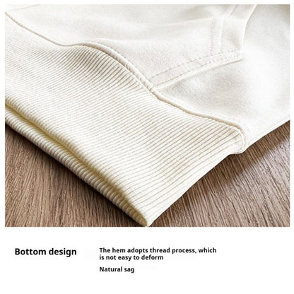 Solid Color Cotton Hooded Zip-Up Jacket