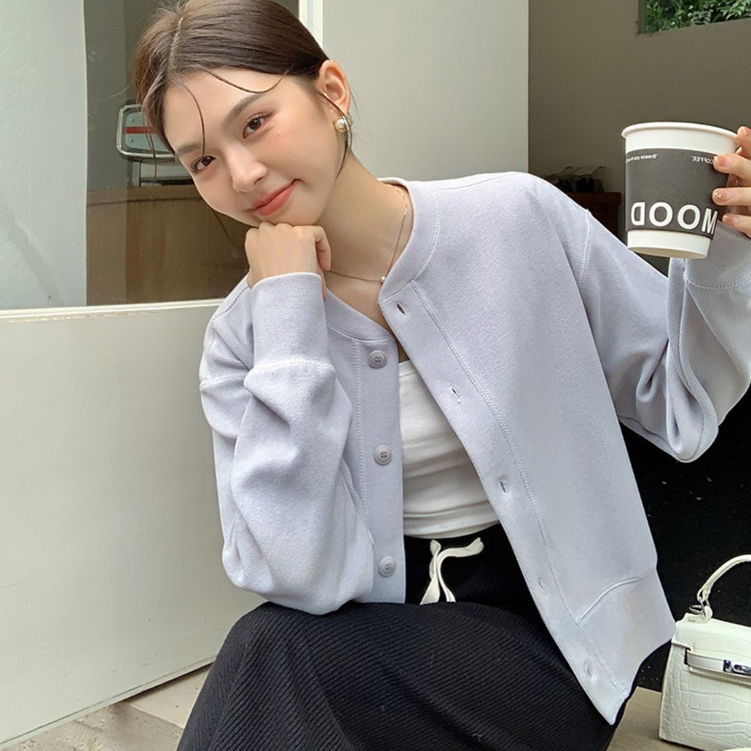 Japanese-Style Round-Neck Button Jacket