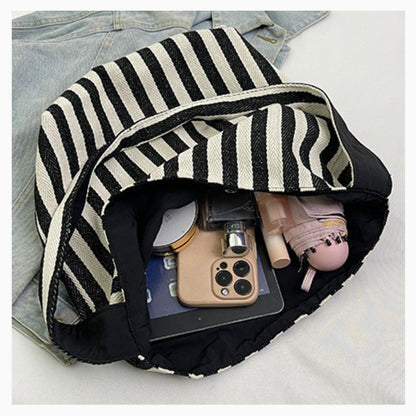 Large Capacity Striped Reversible Canvas Bag