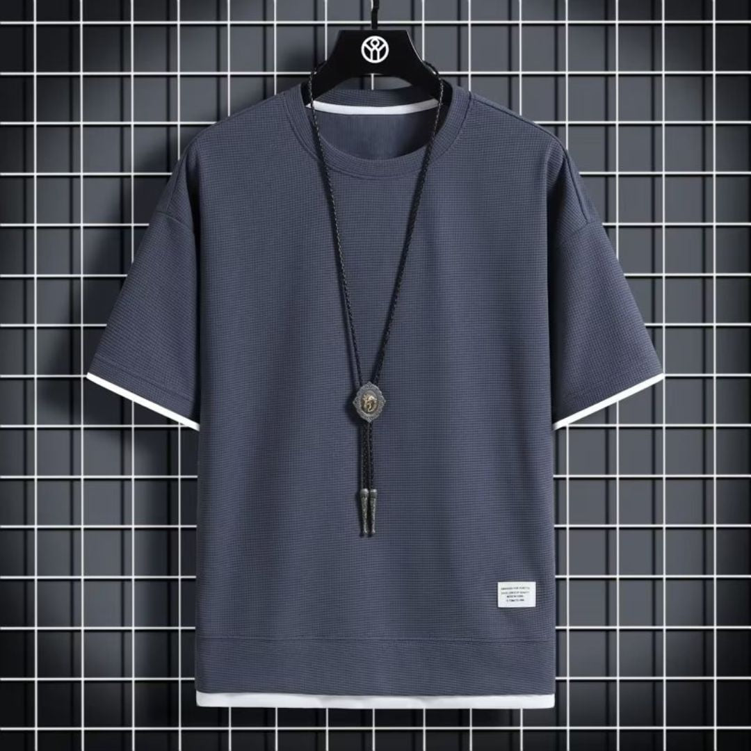 フェイクツーピースクルーネックTシャツ（最低2枚） 