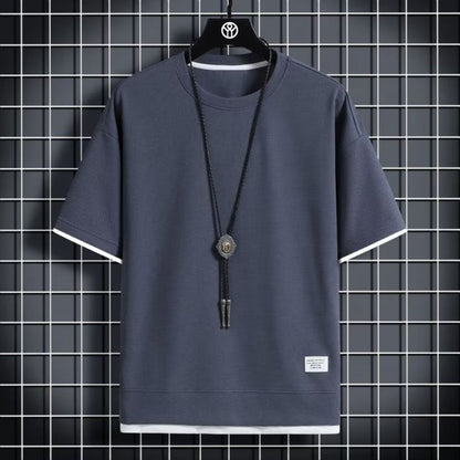 フェイクツーピースクルーネックTシャツ（最低2枚） 
