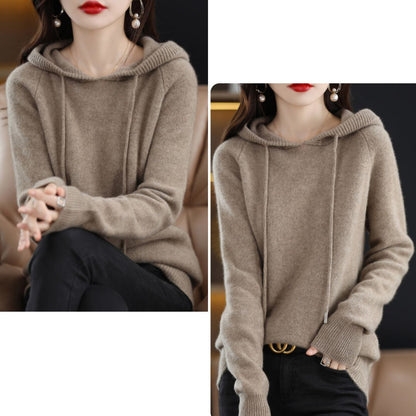 Wool Knit Hooded Top