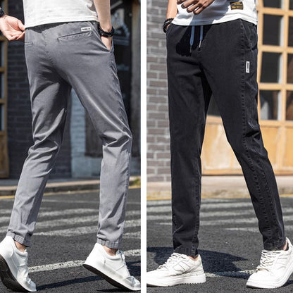 Silky Straight-Leg Faux Denim Trousers