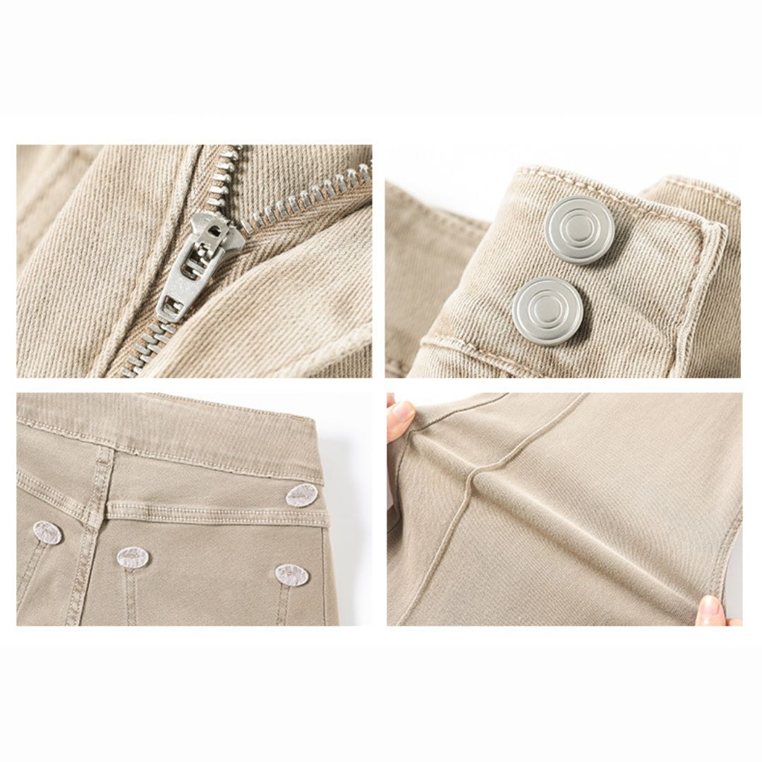 Milk Tea Color High Waist Stretch Flare Pants