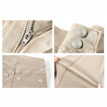 Milk Tea Color High Waist Stretch Flare Pants
