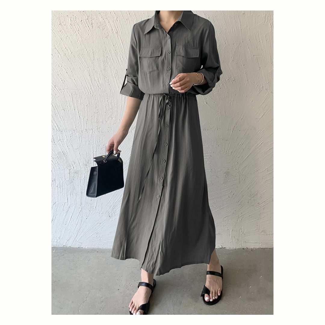 Minimalist Versatile Cinch Waist Maxi Dress