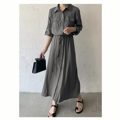 Minimalist Versatile Cinch Waist Maxi Dress