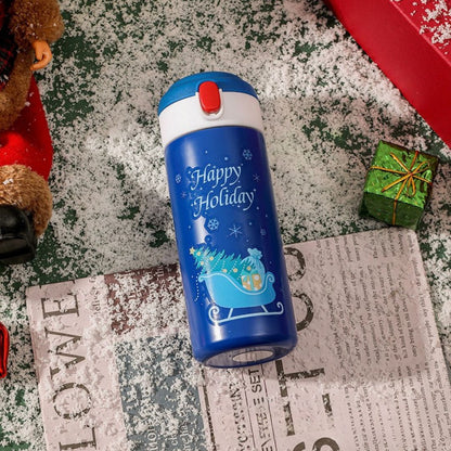 Christmas-themed Insulated Tumbler with Straw