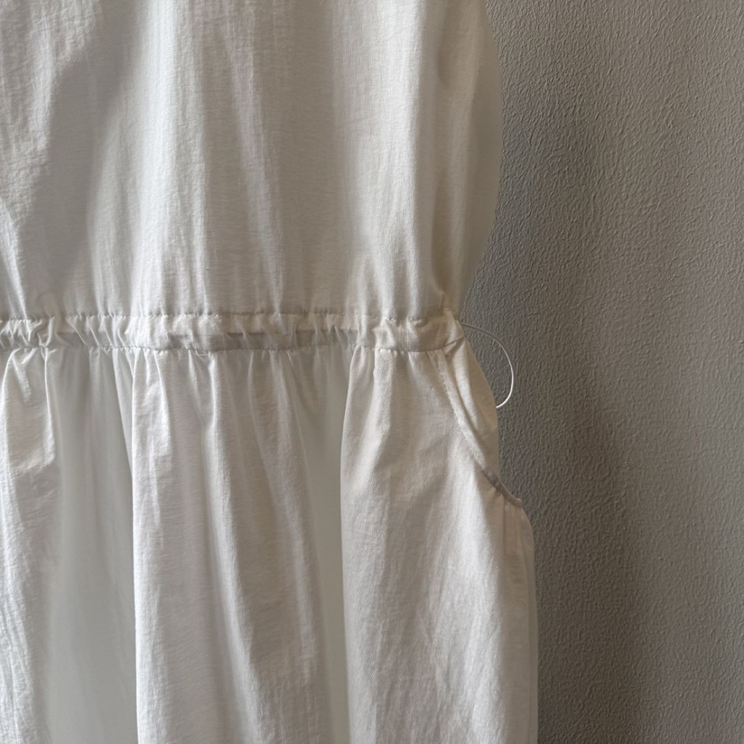 Summer Round-Neck Sleeveless Long Dress with Drawstring Waist