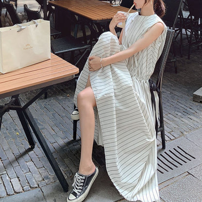 French Style Striped Bow Dress
