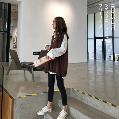 Japanese-style V-Neck Knit Vest