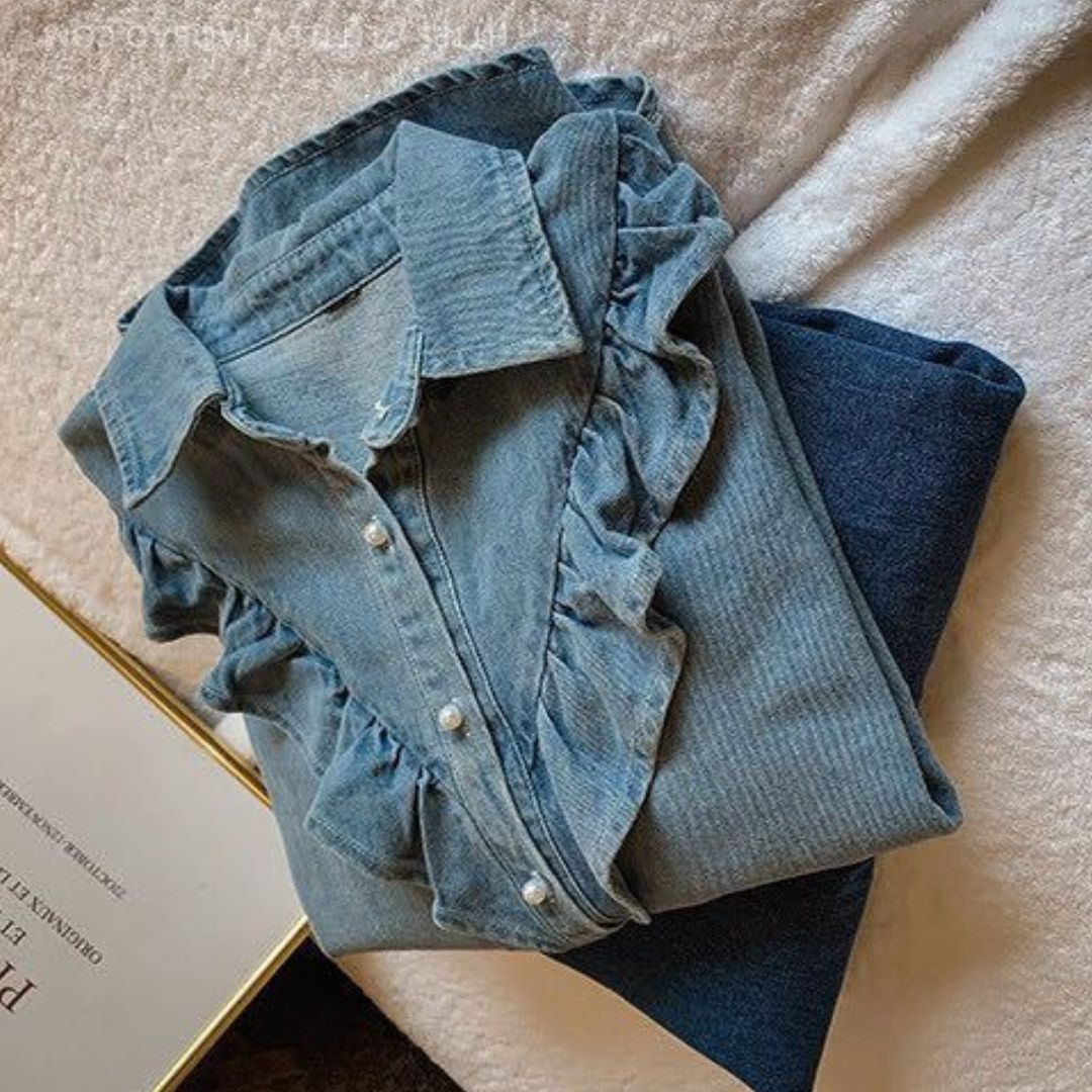 Ruffle Denim Shirt