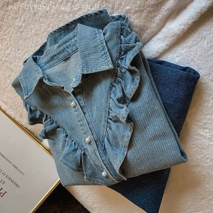 Ruffle Denim Shirt