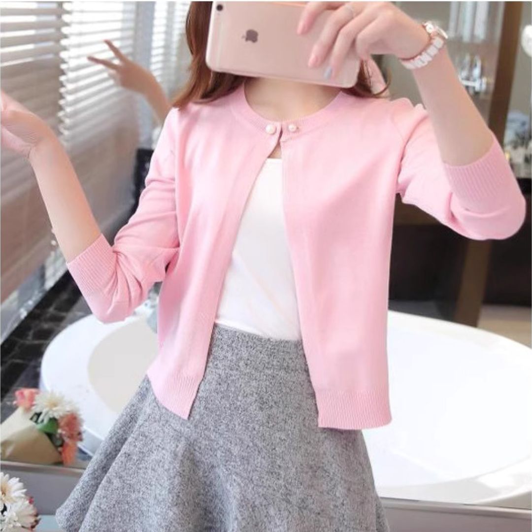 輕薄棉針織外套  