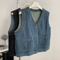 Women's Denim V-Neck Sleeveless Top