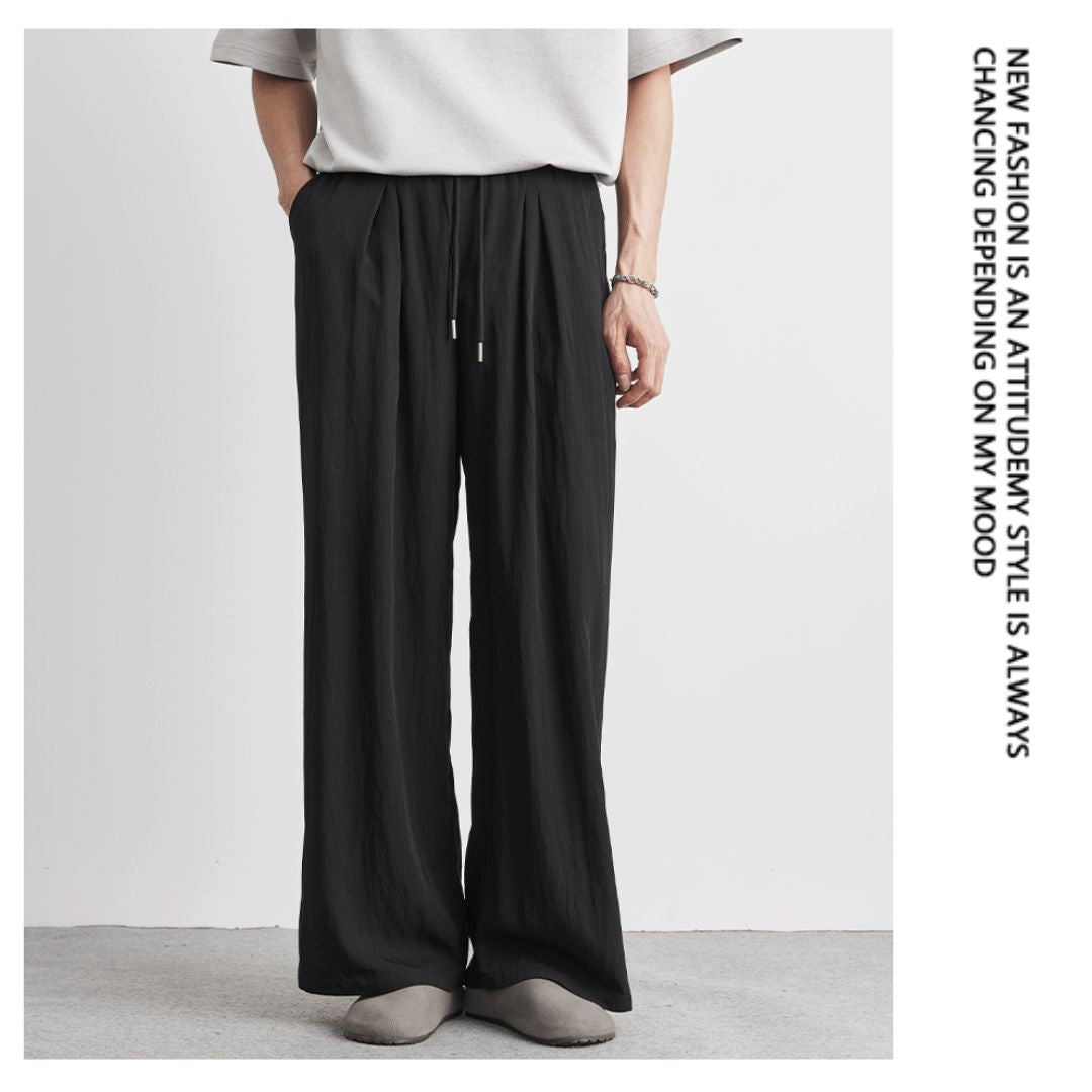 Draped Ice Silk Loose-Fit Casual Pants