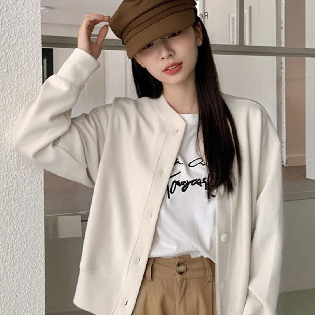 Japanese-Style Round-Neck Button Jacket