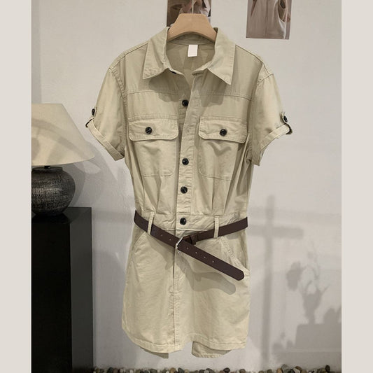 Collared Utility Waist Cinched Dress