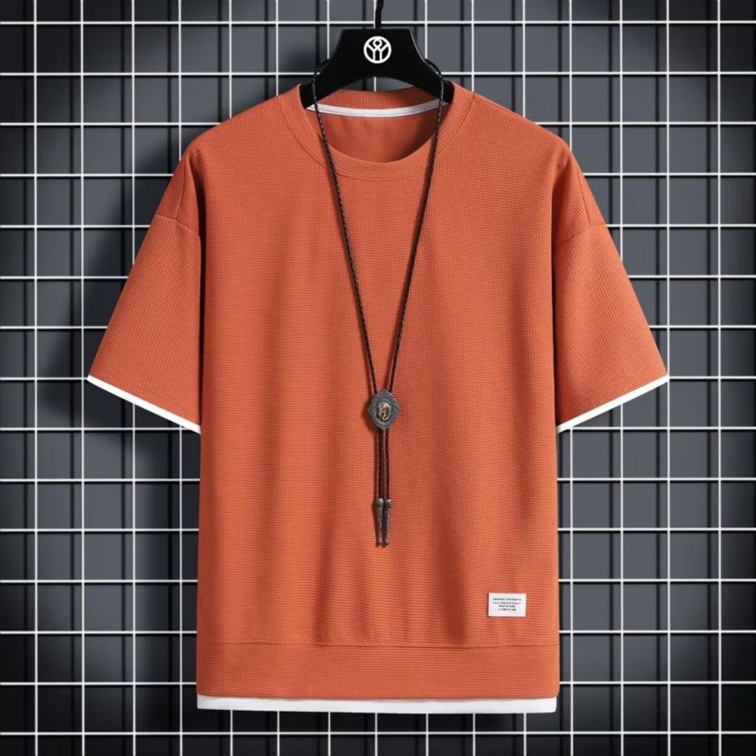 フェイクツーピースクルーネックTシャツ（最低2枚） 