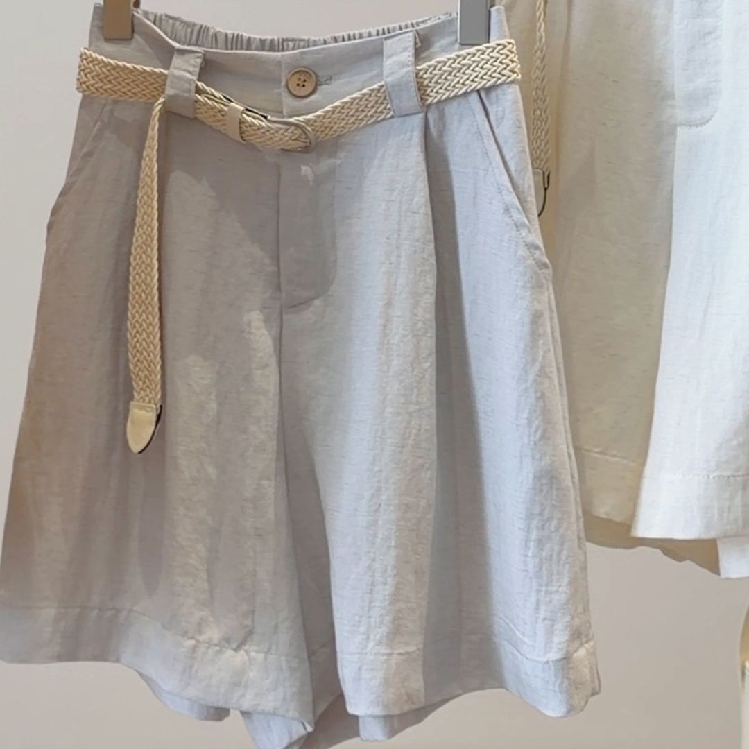 Cotton Linen Wide Leg A Line Shorts