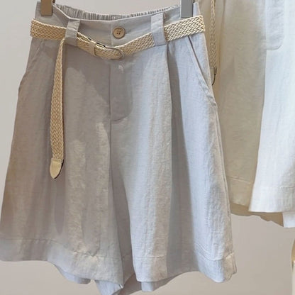 Cotton Linen Wide Leg A Line Shorts
