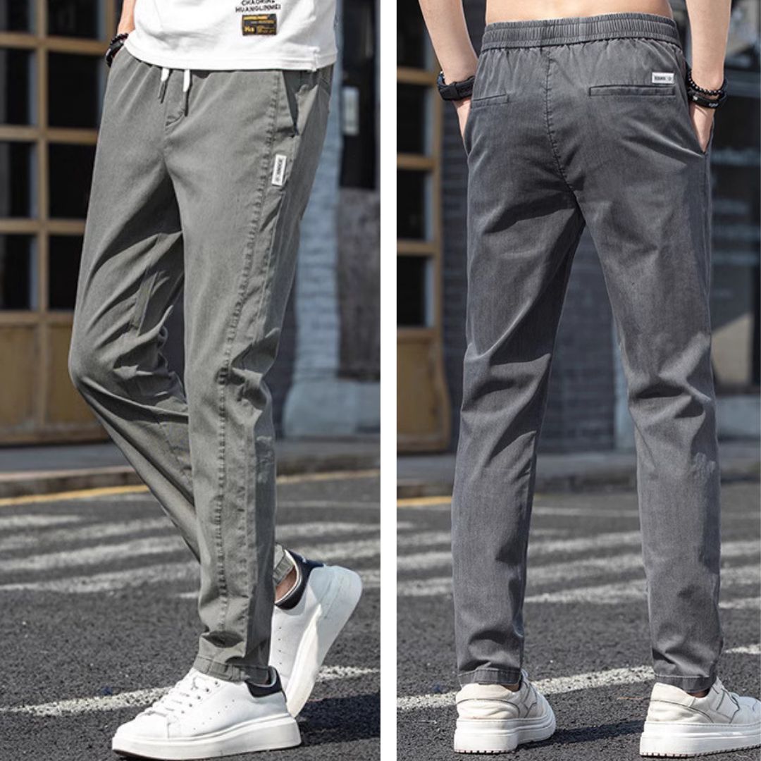 Silky Straight-Leg Faux Denim Trousers