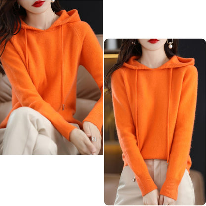 Wool Knit Hooded Top