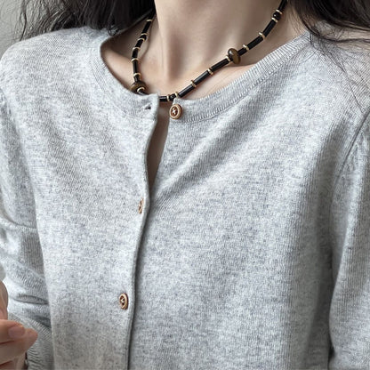 Women's Color-Block Striped Knit Round-Neck Jacket