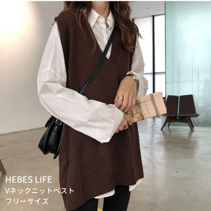 Japanese-style V-Neck Knit Vest