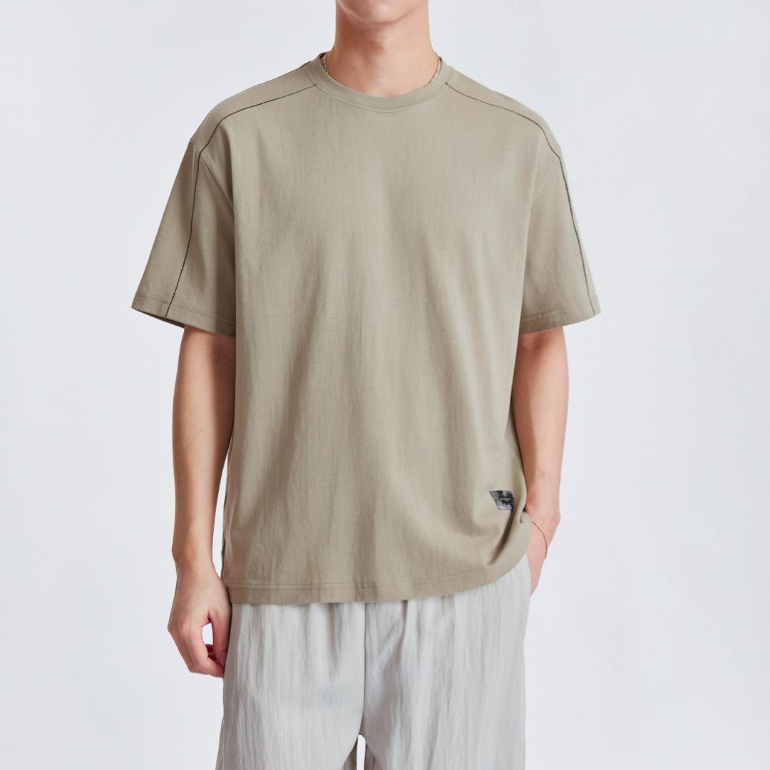 Simple Contrast Stitch Short Sleeve T Shirt