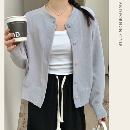 Japanese-Style Round-Neck Button Jacket