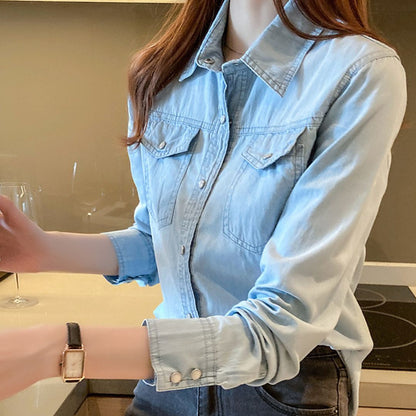 Slim-Fit Long-Sleeve Denim Shirt