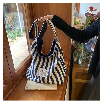 Large Capacity Striped Reversible Canvas Bag