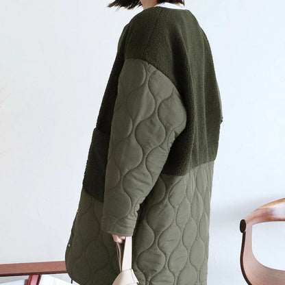 Japanese-Style Cotton Blend Mid-Length Jacket with Paneling