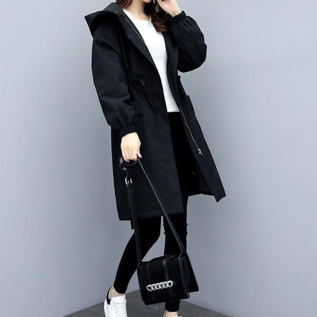 Japanese-Style Loose Fit Hooded Mid-Length Coat