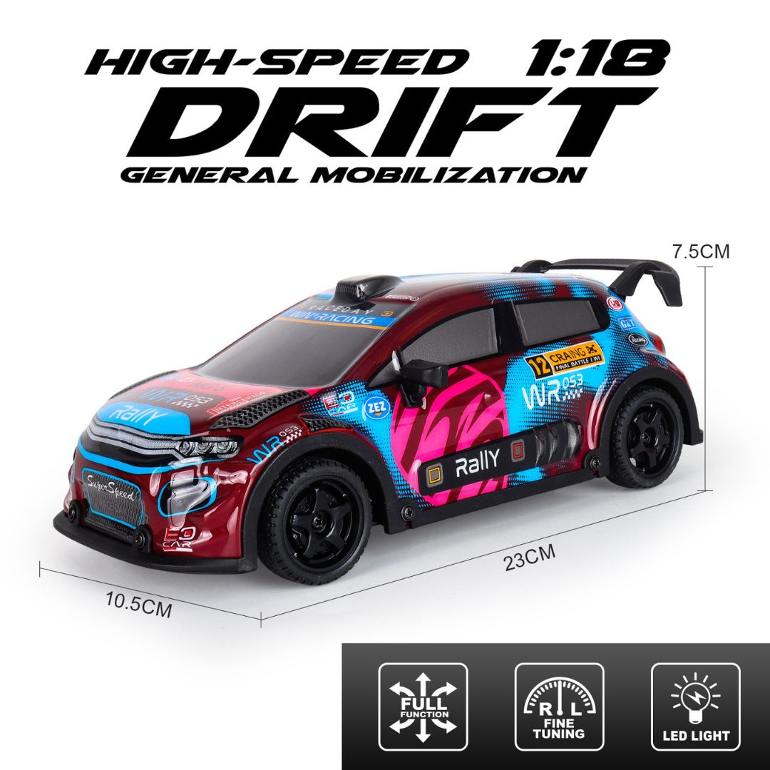 1:18 Scale 4WD High-Speed RC Drift Car with LED Lights