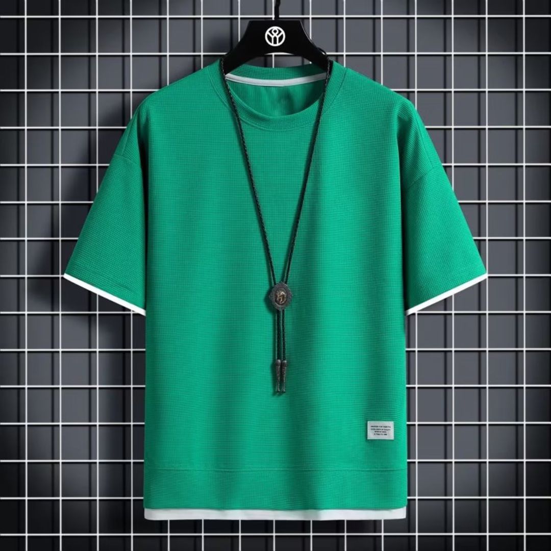 フェイクツーピースクルーネックTシャツ（最低2枚） 