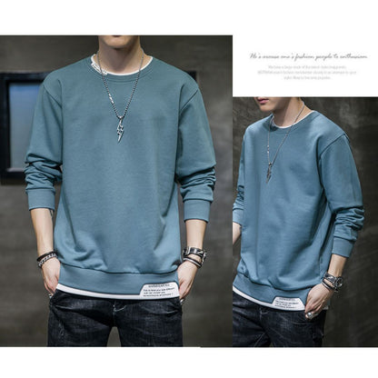 Men's Round-Neck Faux-Layered Sweatshirt
