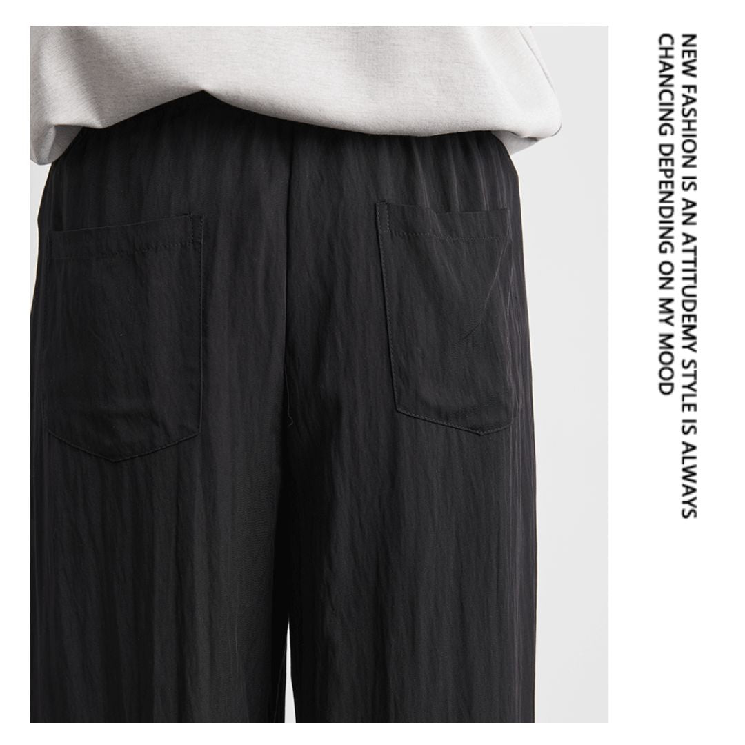 Draped Ice Silk Loose-Fit Casual Pants
