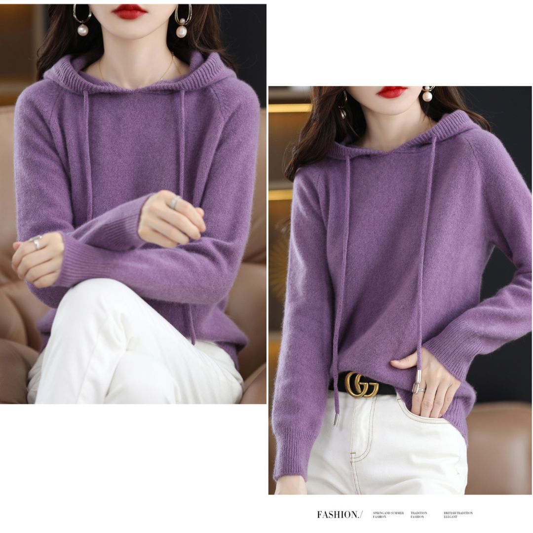 Wool Knit Hooded Top